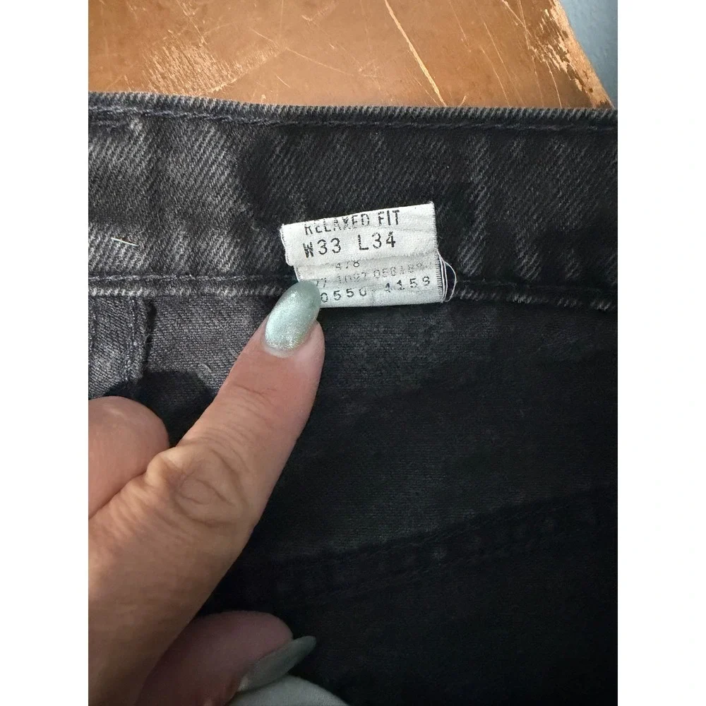 Levis 550 Relaxed Fit Jeans Mens 33x34 Faded Black Orange Tab Vintage Denim